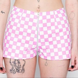 Pink white checkered shorts